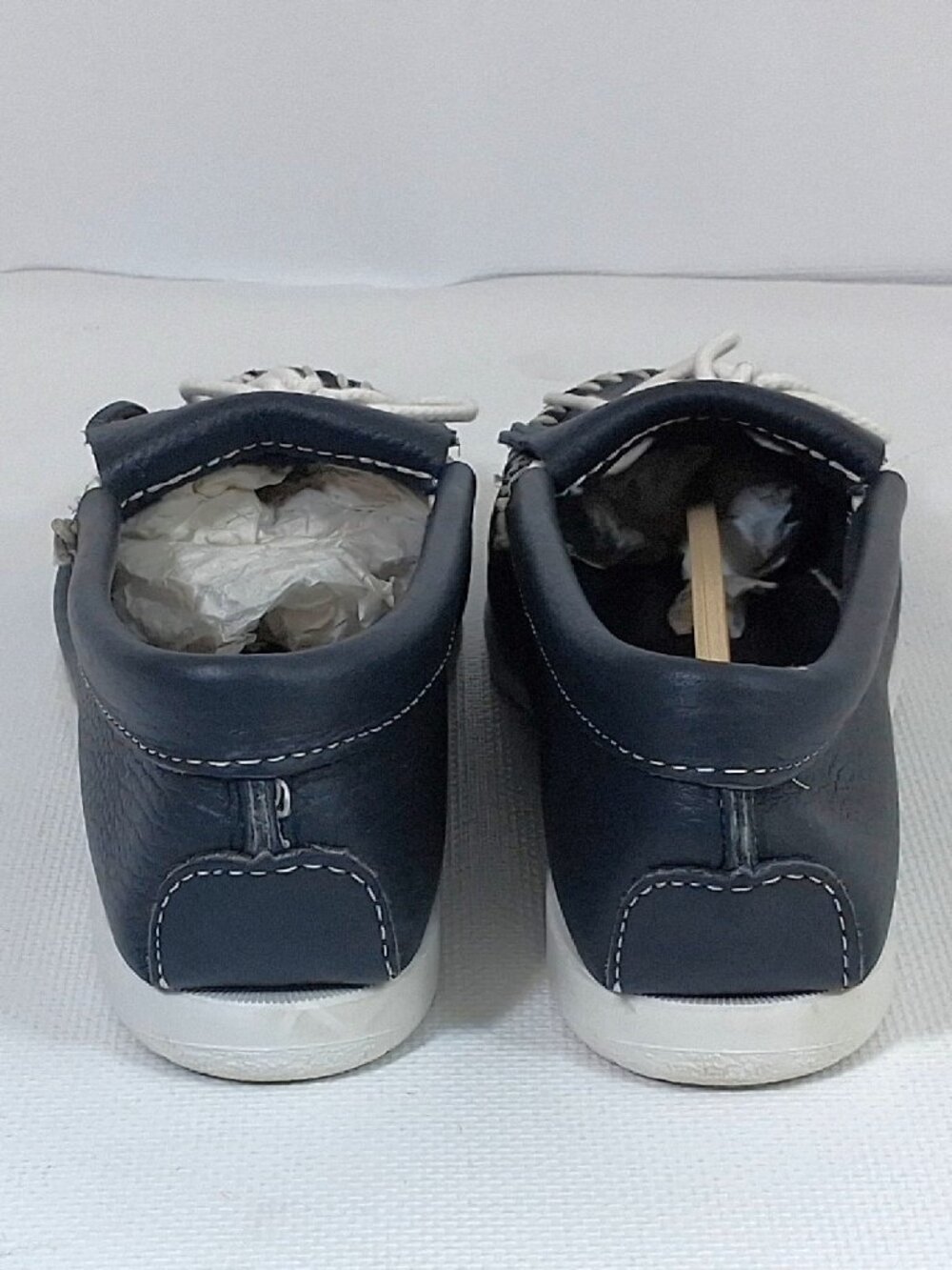 Minnetonka Women's Kilty Unbeaded Moccasin Navy Blue White Slip On Shoes 7.5 - Picture 6 of 10